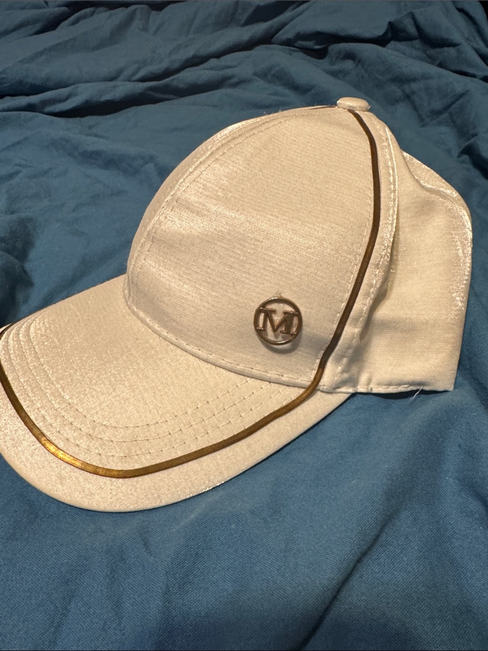 Michale Kors Metallic Trim Baseball Cap with Gold Logo